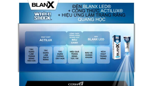 Bộ đôi Kem đánh răng Giúp Răng Trắng Sáng (+LED LIGHT) BlanX Toothpaste White Shock blue fomula 50ml 1